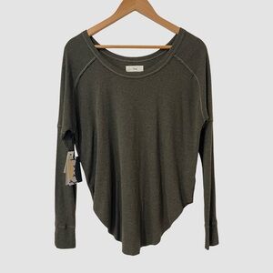 Aritzia Tna Alder Heather Olive Green Long Sleeve T Shirt S NWT
